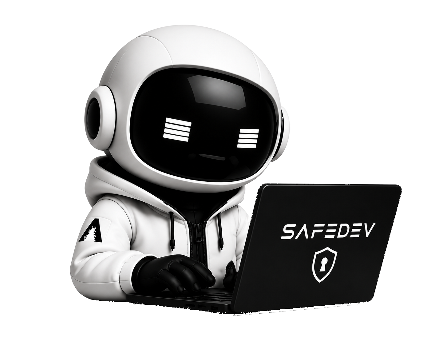 SAFEDEV agent character with laptop